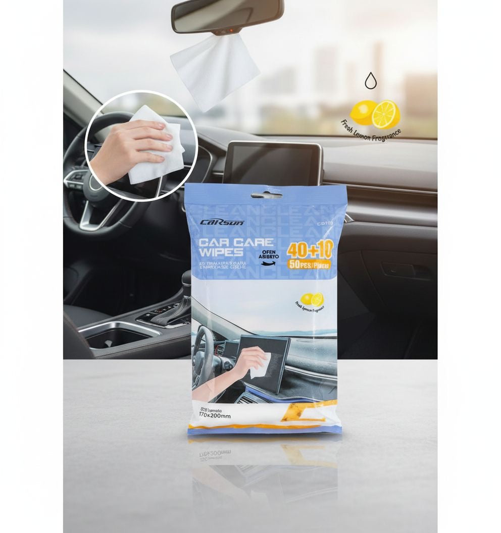 Lingettes humides parfumées spécialement conçues pour nettoyer et rafraîchir l’intérieur de votre voiture, tout en laissant une agréable odeur durable.