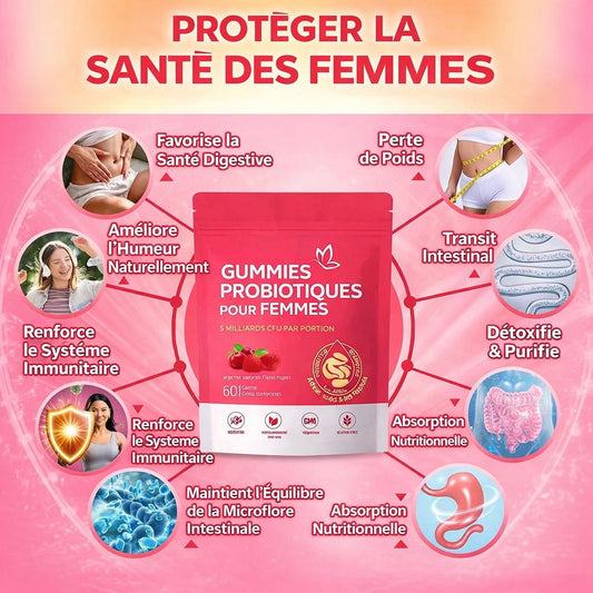 Gummies Probiotiques Femme – Ventre Plat, Équilibre Intime & Digestion Parfaite