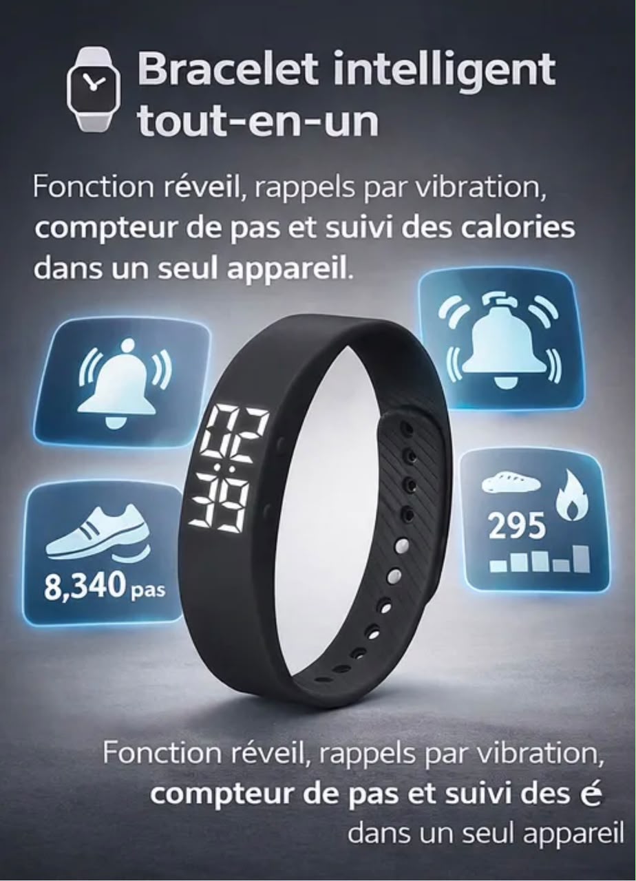 Montre Réveil Vibrante Silencieuse - Bracelet Intelligent pour Gros Dormeurs