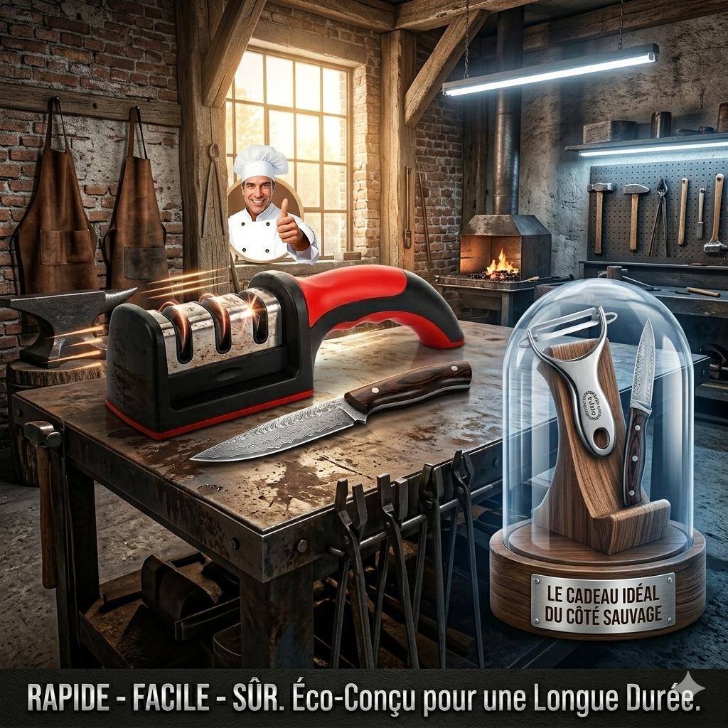 Pack Cuisine Trio :
Aiguiseur 3 Étapes
+ Couteau &
Éplucheur Offerts