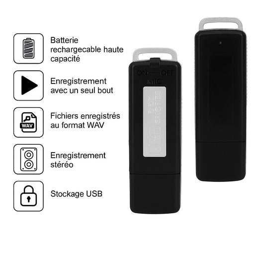 Clé USB Enregistreur Intelligent : Pour Surveillance Discrète, Réunions et Cours