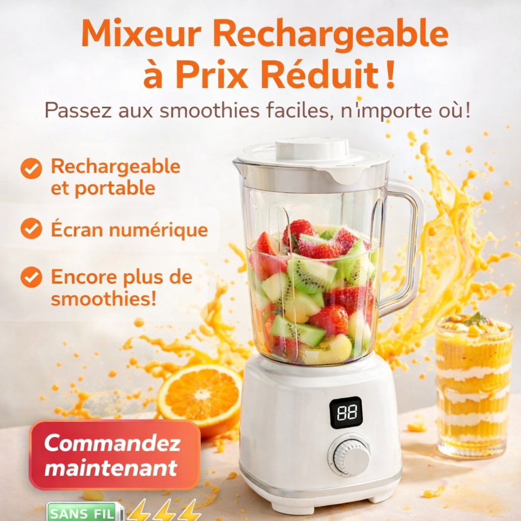 🥤 MIXEUR RECHARGEABLE PORTABLE – SANS FIL