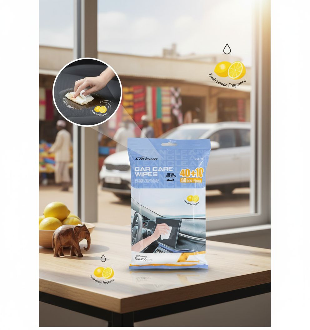 Lingettes humides parfumées spécialement conçues pour nettoyer et rafraîchir l’intérieur de votre voiture, tout en laissant une agréable odeur durable.