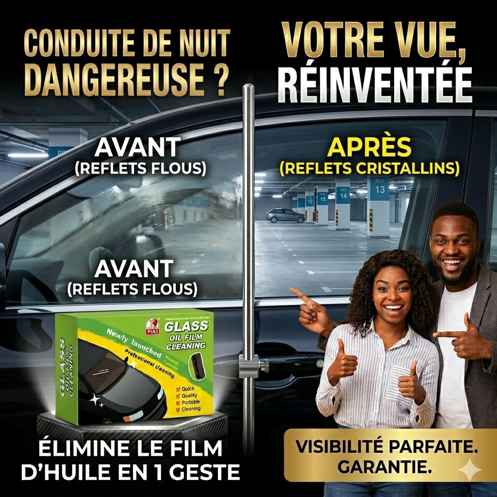 Nettoyeur Anti-Reflet & Film Gras pour Pare-Brise (Effet Immédiat)
