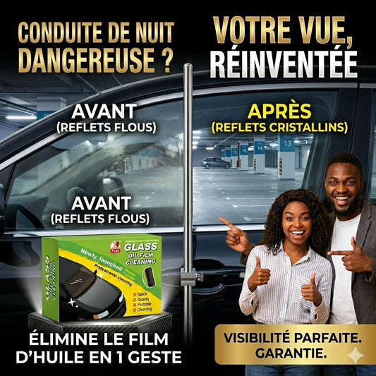 Nettoyeur Anti-Reflet & Film Gras pour Pare-Brise (Effet Immédiat)