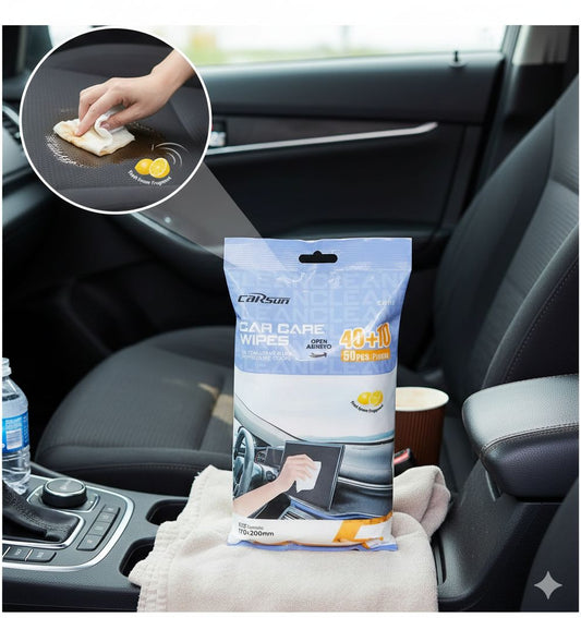 Lingettes humides parfumées spécialement conçues pour nettoyer et rafraîchir l’intérieur de votre voiture, tout en laissant une agréable odeur durable.