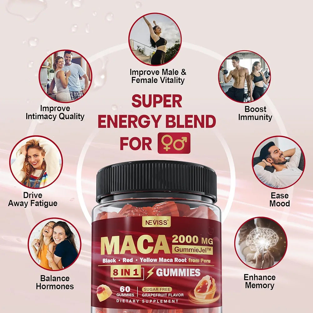 ✨ MacaForce™ – Gummies Maca 2000 mg (Sans sucre)