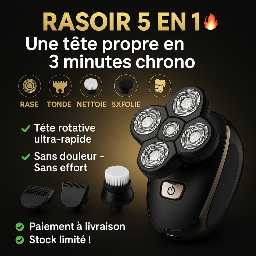 RASOIR ÉLECTRIQUE 5 EN 1 – L’ARME SECRÈTE DES HOMMES PROPRES