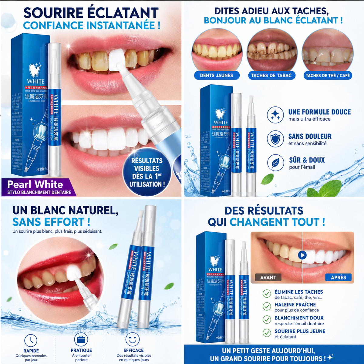 WHITE Stylo Blanchiment Dentaire ✨ – Dents Éclatantes | 1 acheté= 1 offert