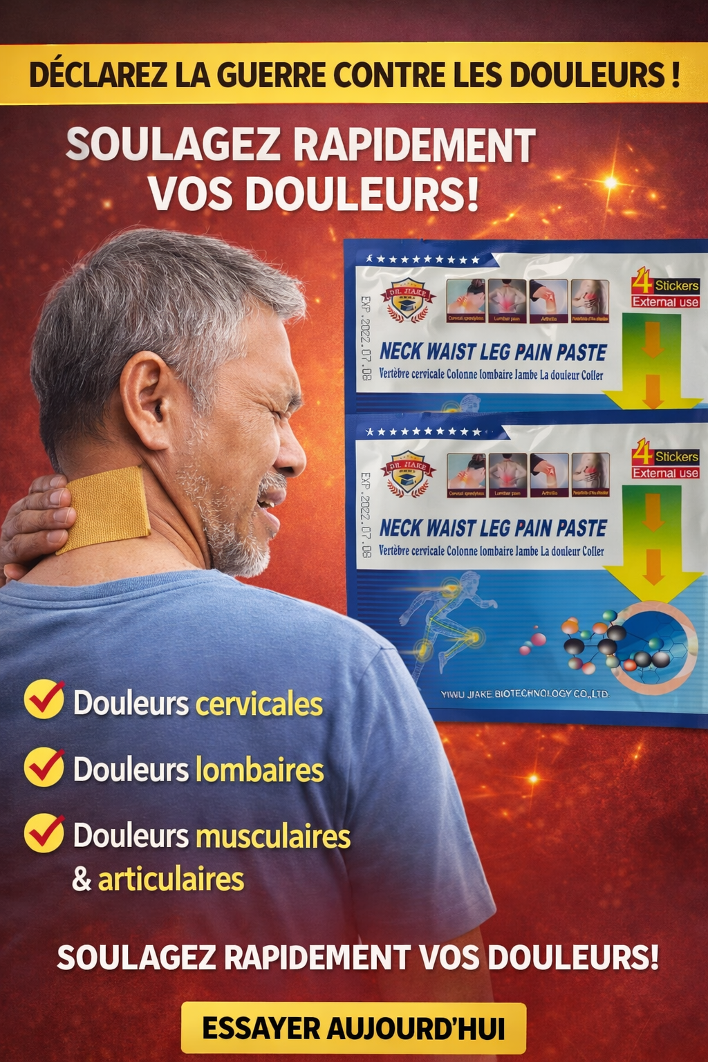 Patch Anti-Douleur | Soulagement Rapide –  💕💕Soulagez la douleur et la raideur | Appliquez    sur les zones douloureuses ! 4 paquets à 13,000 f