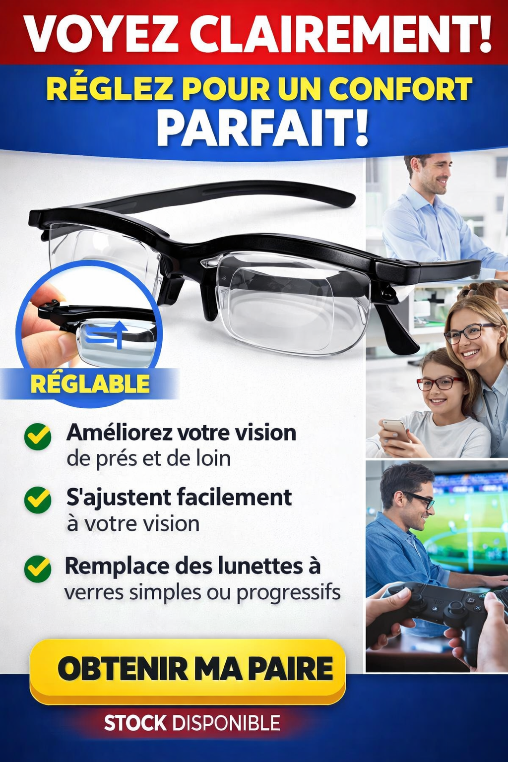 🔥 LUNETTES INTELLIGENTES RÉGLABLES – VISION NETTE INSTANTANÉE, SANS ORDONNANCE ! 🔥