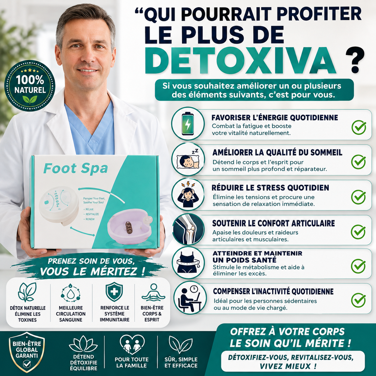 30 minutes de détente pour un corps purifié, léger et plein d’énergie .Detoxiva Ionic Foot Spa