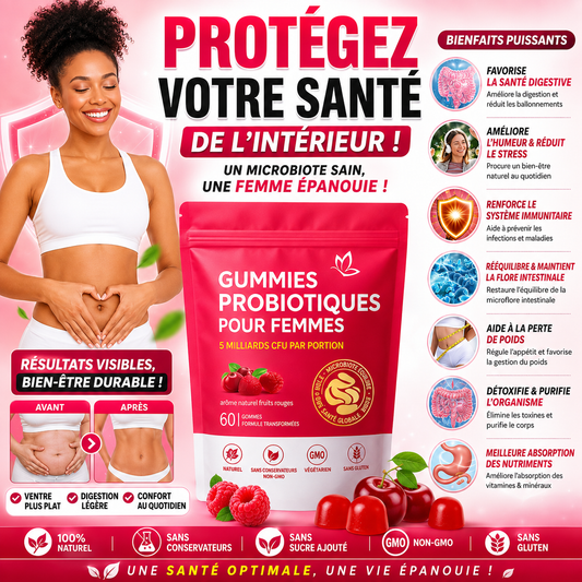 Gummies Probiotiques Femme – Ventre Plat, Équilibre Intime & Digestion Parfaite