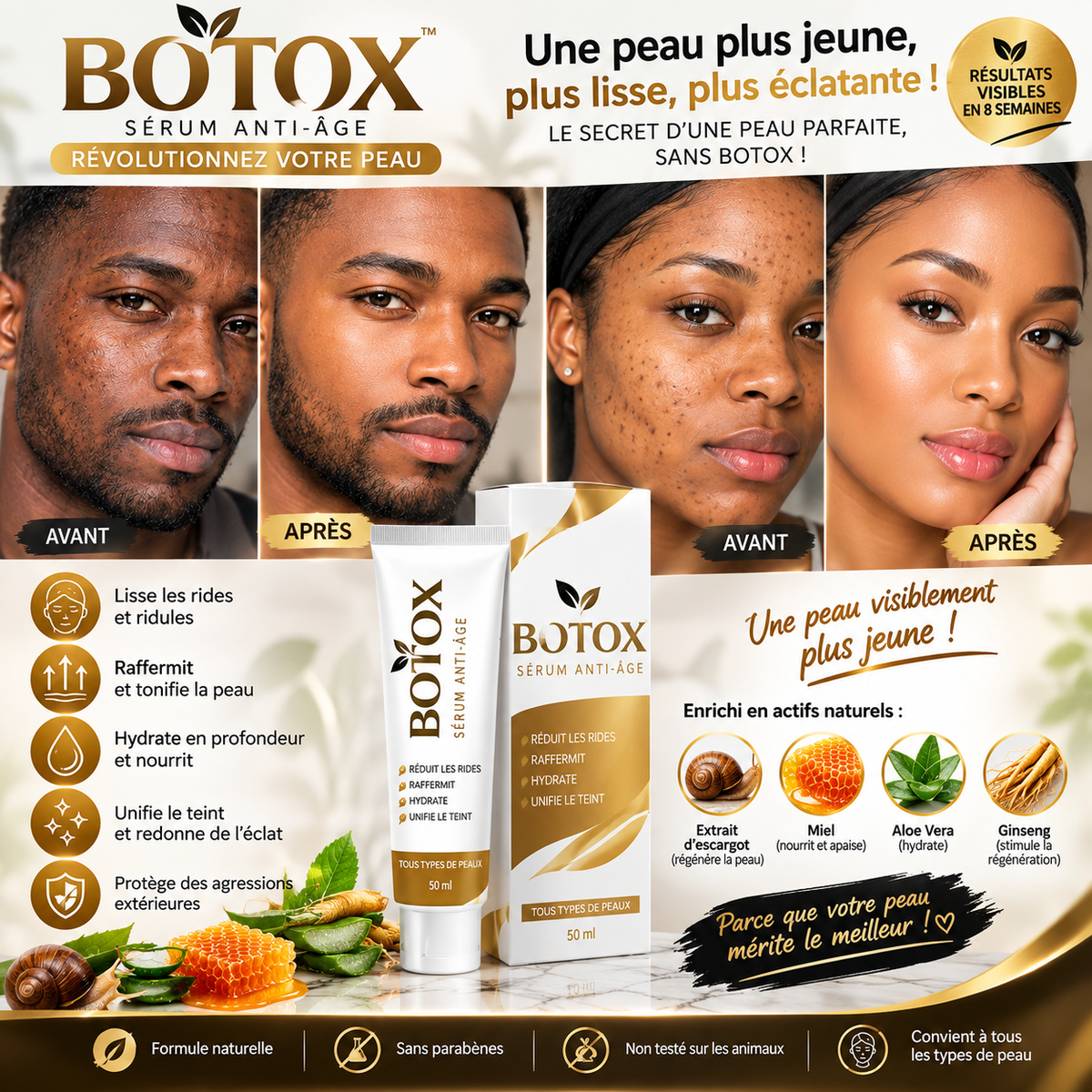 🐝 Crème Anti-Rides Venin d'Abeille & Effet Botox – Jeunesse Immédiate