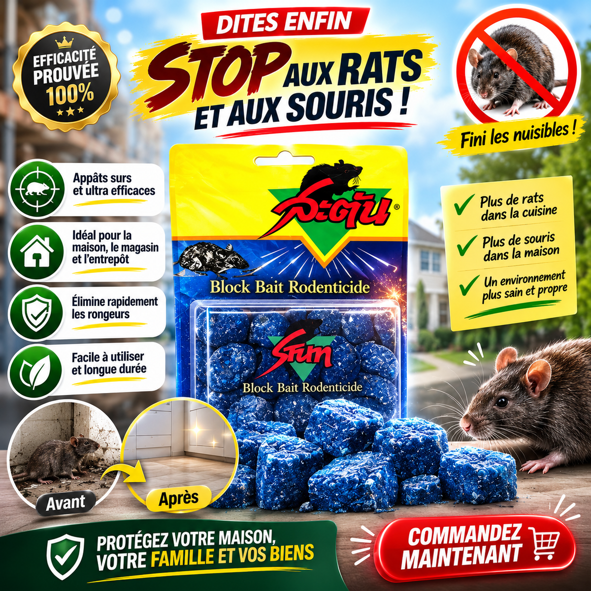PACK RADICAL "ADIEU RONGEURS" - Blocs Rodenticides Haute Performance (Efficacité Garantie)