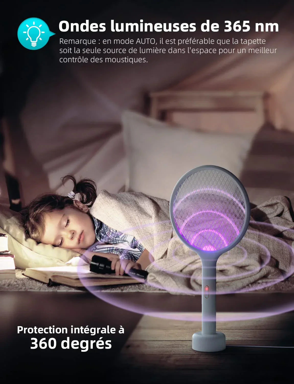 ⚡ Raquette Electrique Anti-Moustiques 2-en-1 – Dormez enfin en paix 😴