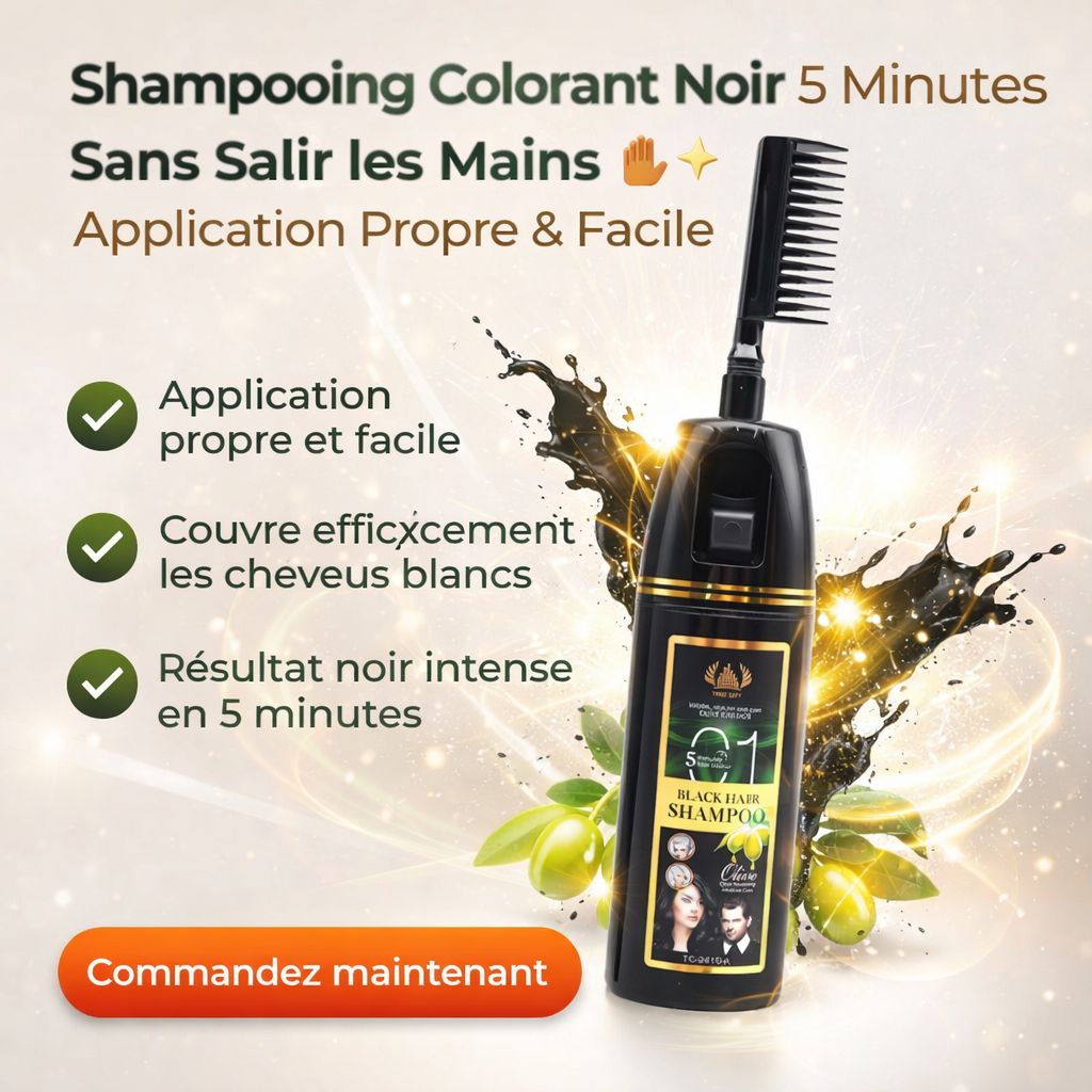 Shampooing Colorant Noir 5 Minutes – Sans Salir les Mains ✋🏾✨ Application Propre & Facile