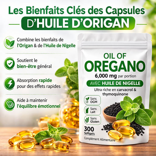 Huile d’Origan & Nigelle 6000 mg – Immunité Puissante & Détox Naturelle