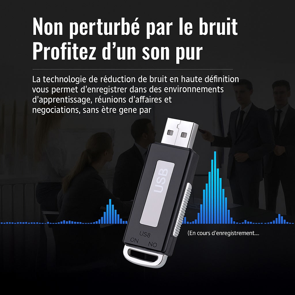 Clé USB Enregistreur Intelligent : Pour Surveillance Discrète, Réunions et Cours