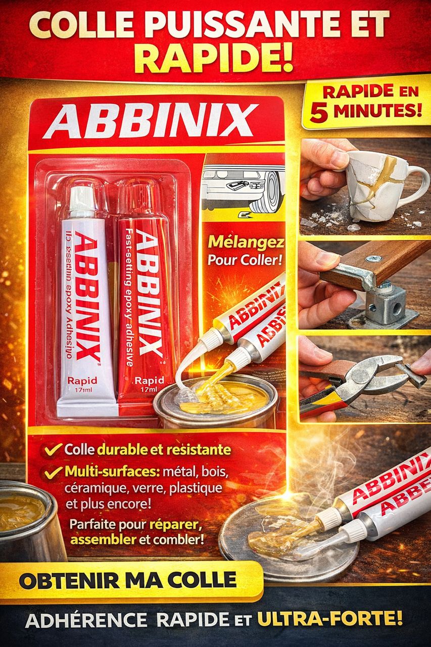 🔥 ABBINIX – Colle Époxy Ultra-Forte & Prise Rapide (5 Minutes)