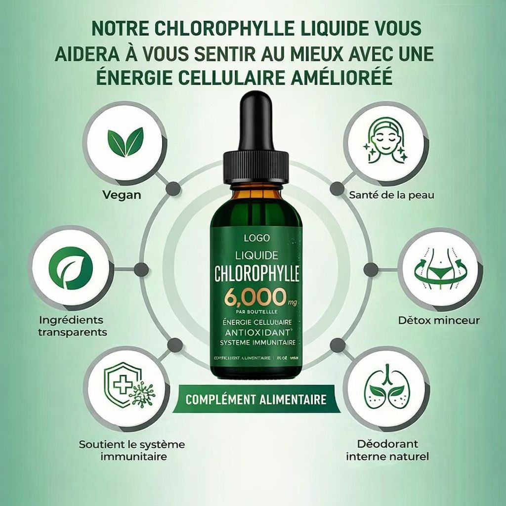 🌿 Chlorophylle Liquide Détox – Énergie & Peau Éclatante