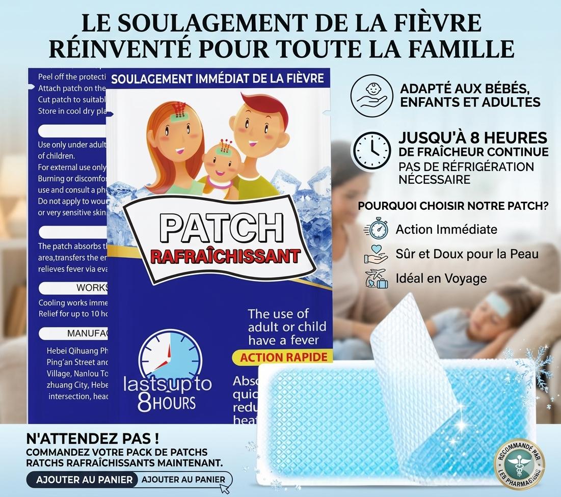 Patch Rafraîchissant Sommeil & Anti-Fièvre – Effet Frais Jusqu’à 8H (6 Pièces)