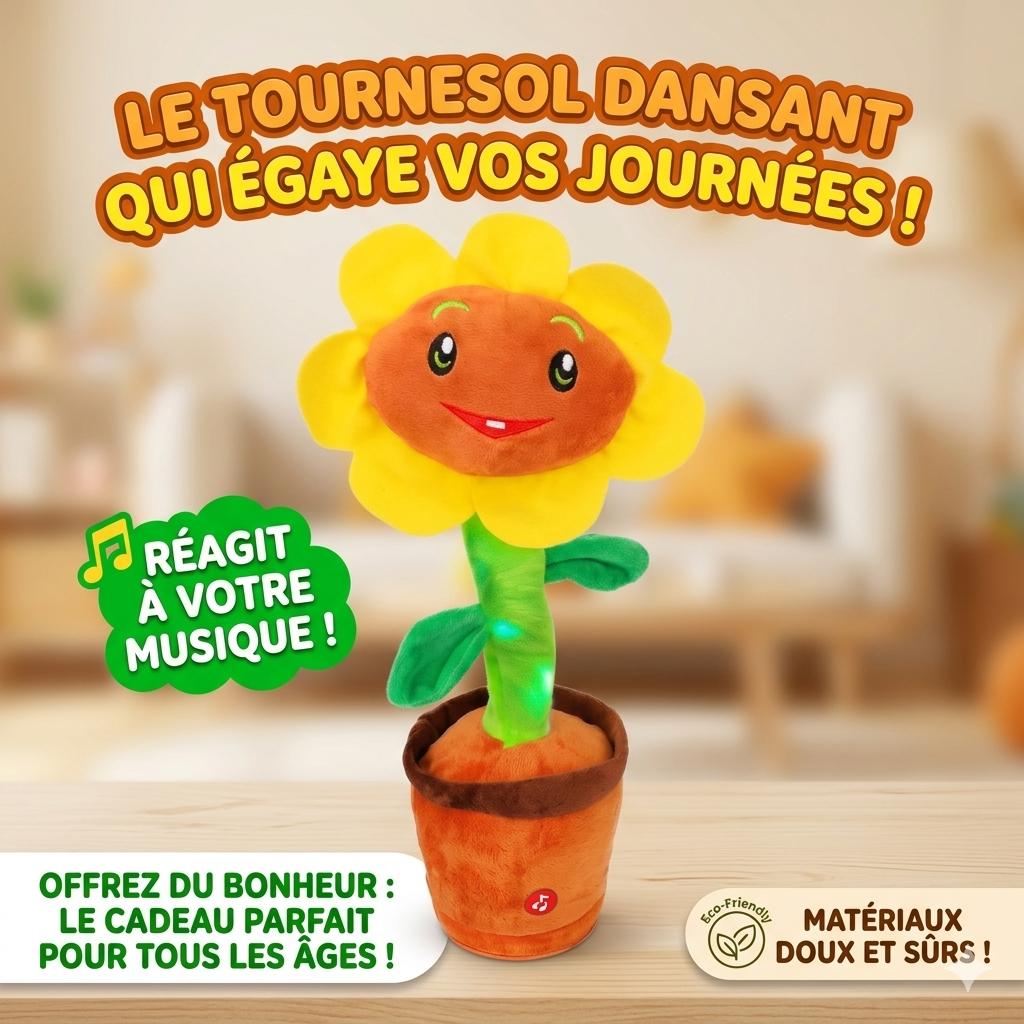 🌻 SunnyDance™ – La Fleur Qui Danse, Répète et Fait Sourire Votre Bébé !