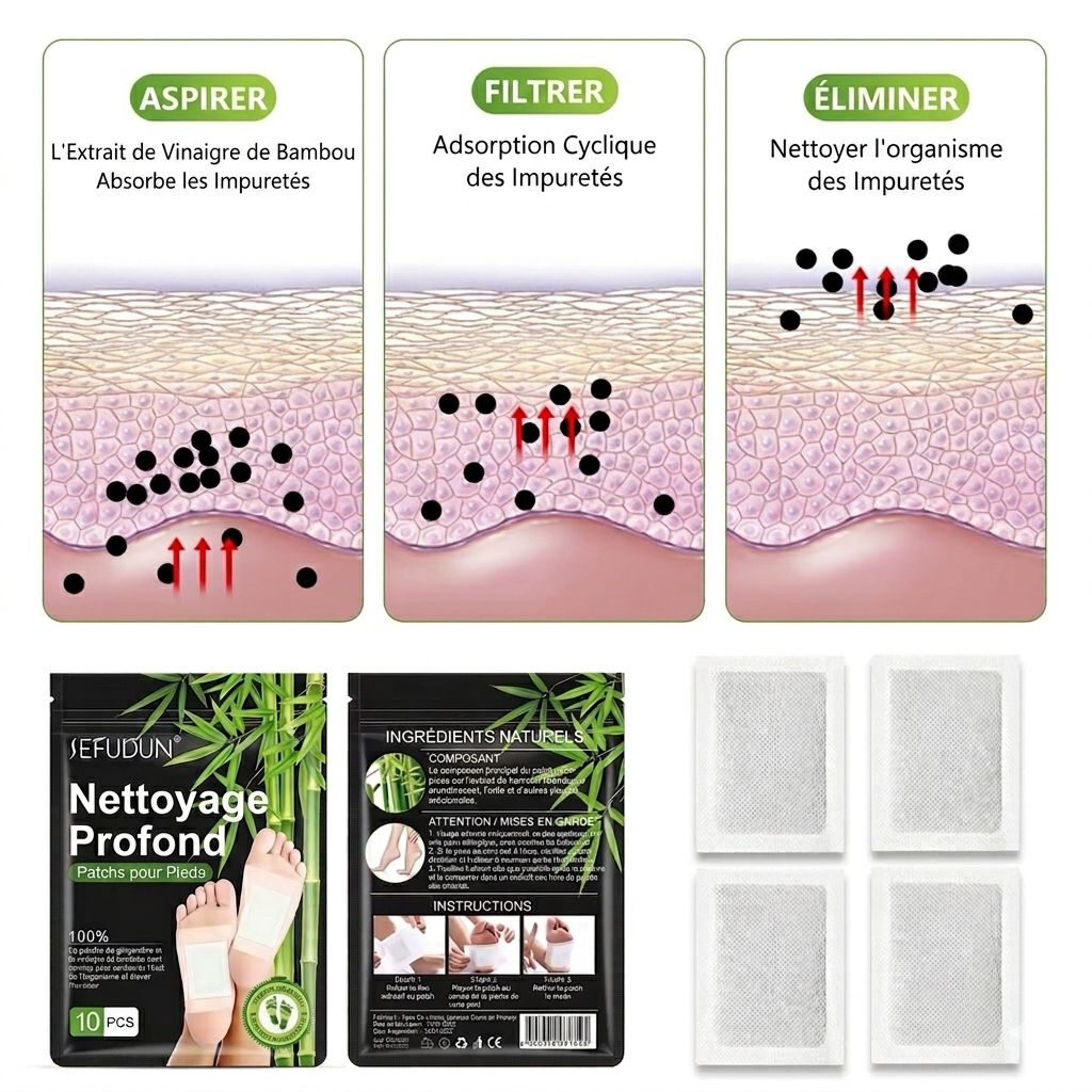 🌱 PATCHS DÉTOX PIEDS — Formule Purifiante Naturelle (Pack de 10)