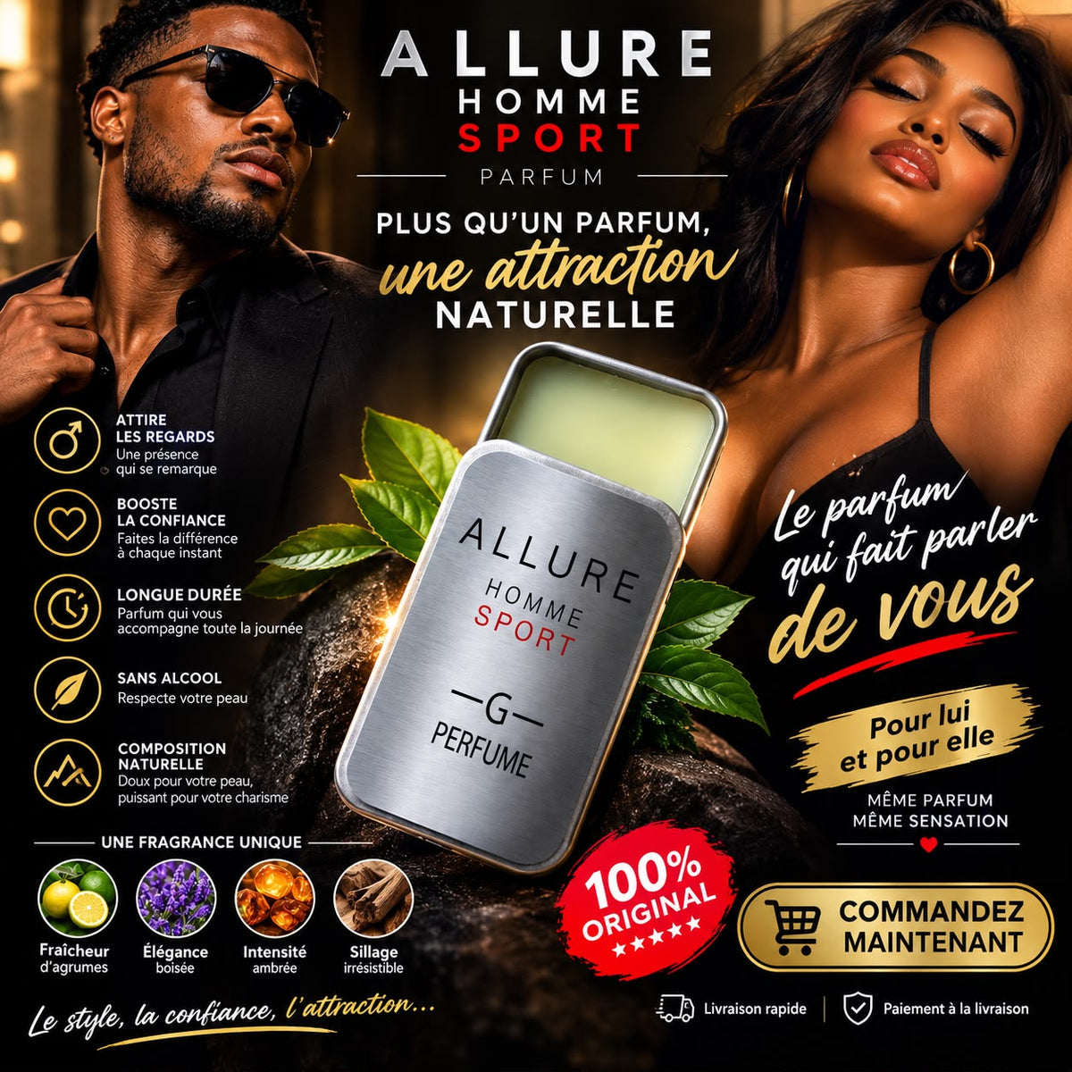 Baume Parfumé Solide au Bois de Santal - Élégance & Fraîcheur Nomade