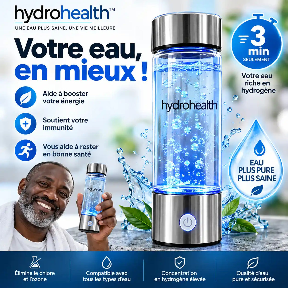 Bouteille à Hydrogène HydroHealth™ – L’Original