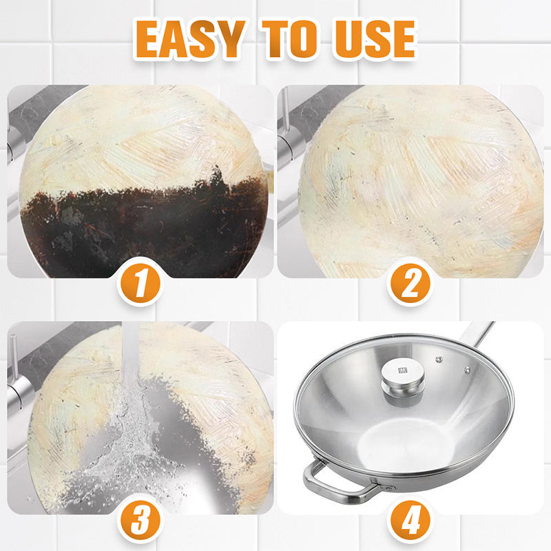 🔥 Pâte Dissolvante Résidus Brûlés - Nettoyage Profond pour Casseroles/Plats sans Rayurer, Élimine Graisse et Carbonisation en 5 Min 🧽✨